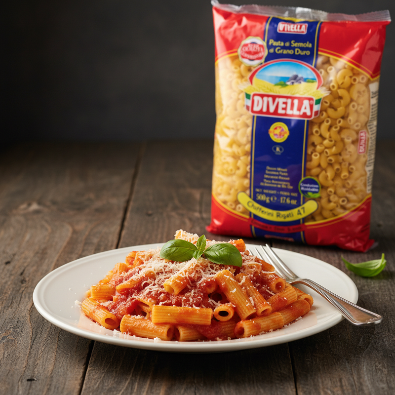 Chifferini Rigati Divella – Pâtes Courtes 500 g - en situation d'usage