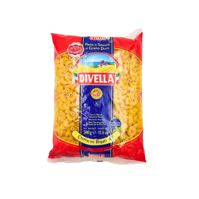 Pâtes courtes italiennes – Chifferini Rigati n°47 – Divella – 500 g (face avant)