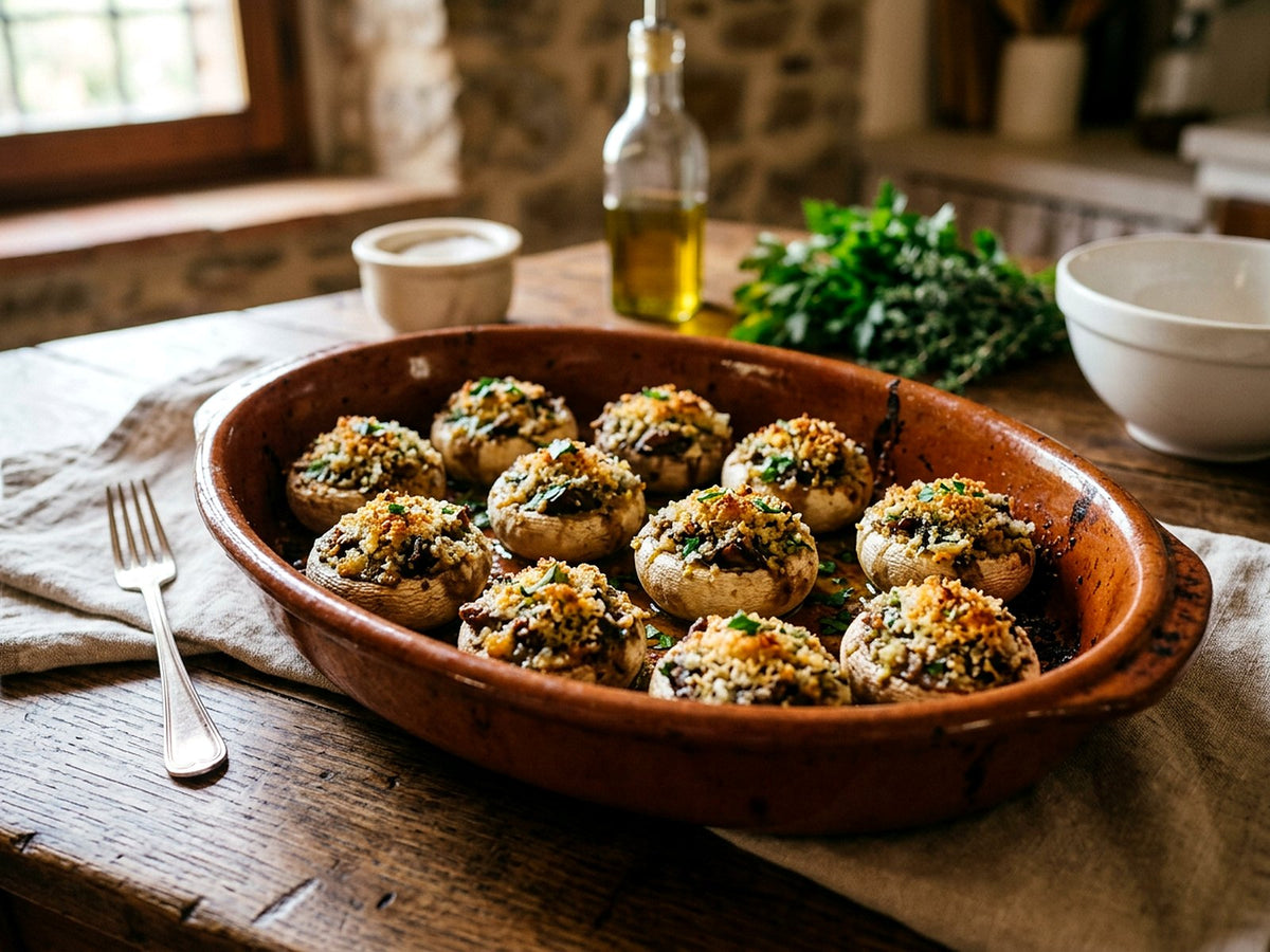 Champignons farcis aux cèpes, ail et persil