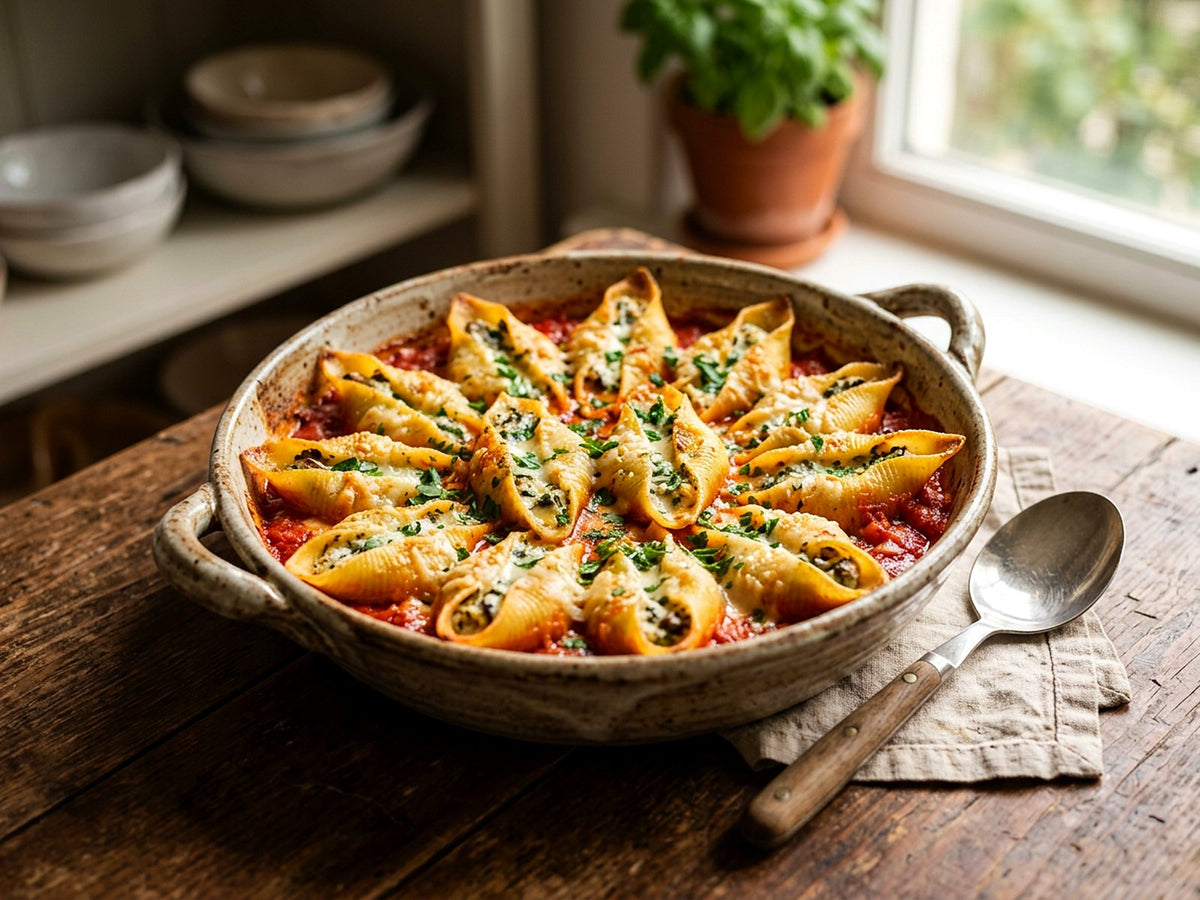 Conchiglioni farcis aux champignons et à la ricotta