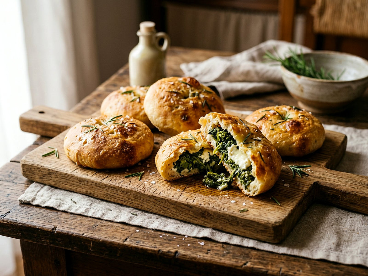 Focaccine farcies aux friarielli et à la ricotta