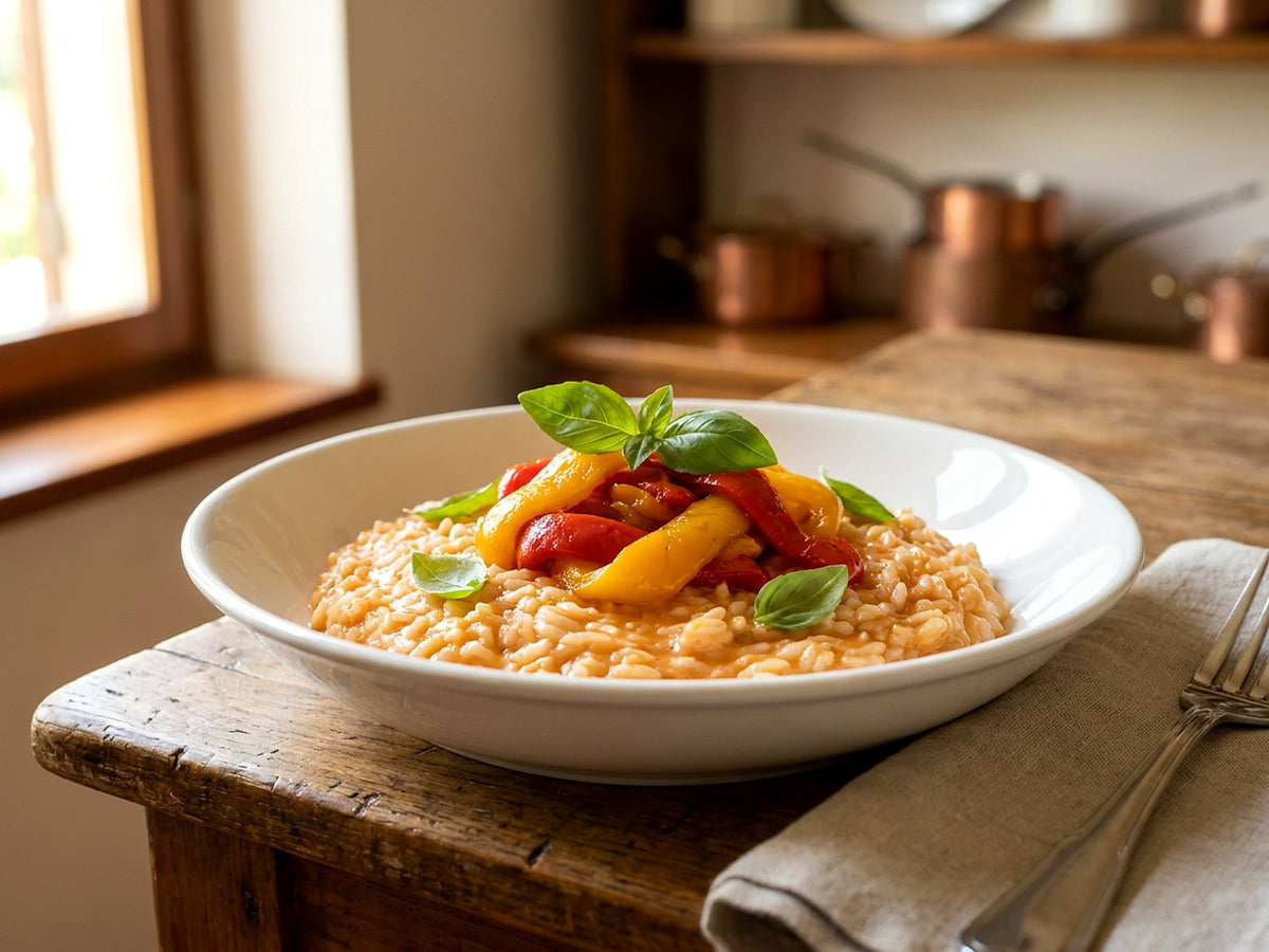 Risotto aux poivrons grillés et au basilic