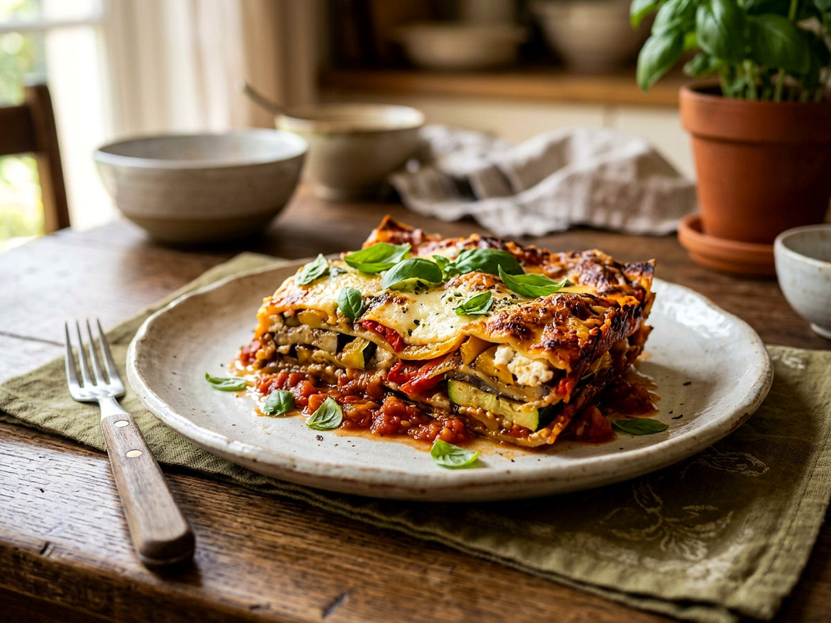 Lasagnes aux légumes rôtis, ricotta et tomate