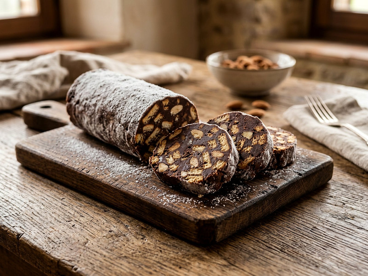 Rouleau de chocolat aux biscuits et aux amaretti