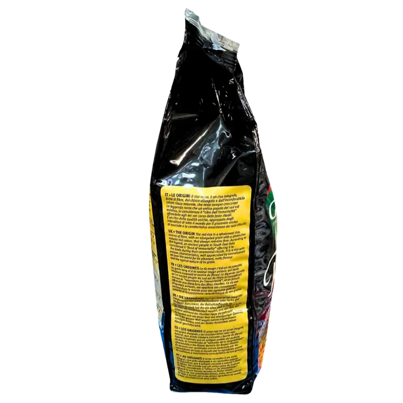 Riz rouge Gallo 2 kg - Vue latérale avec informations nutritionnelles.