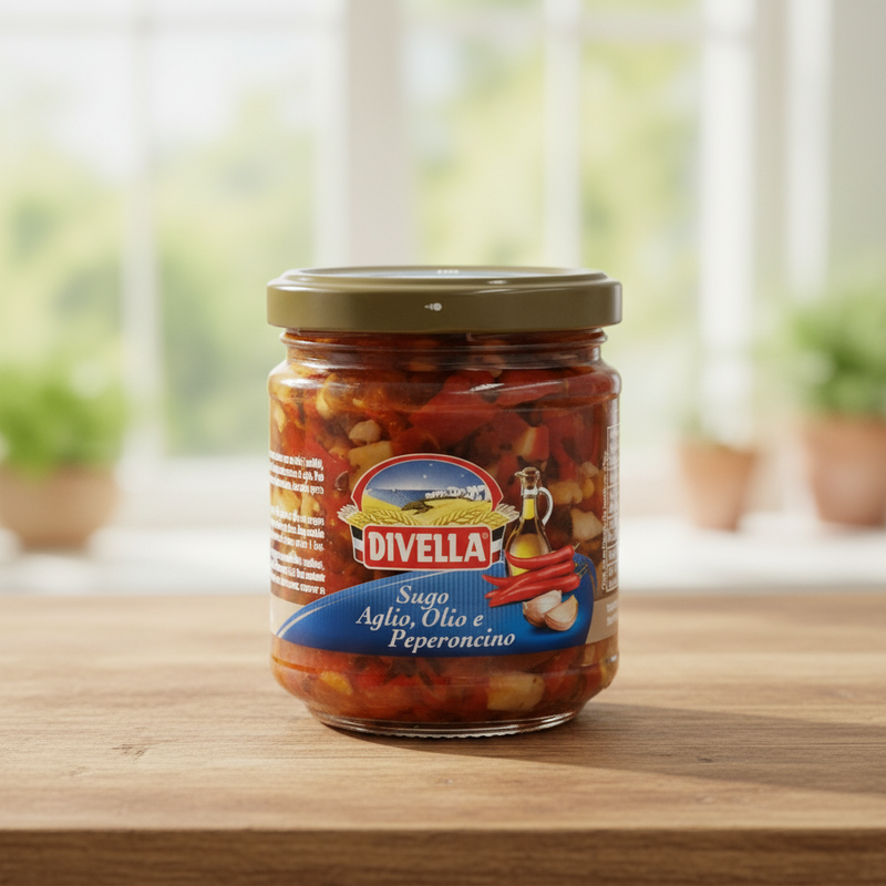 Knoblauchsoße Chiliöl Divella - Aglio Olio e Peperoncino (190 g) 