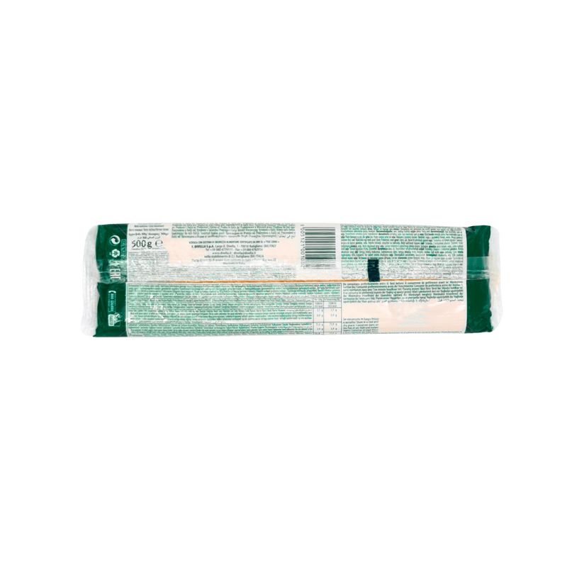 Dos du paquet de spaghetti Ristorante N°8 Divella 500g - Informations nutritionnelles et détails de composition des pâtes italiennes.