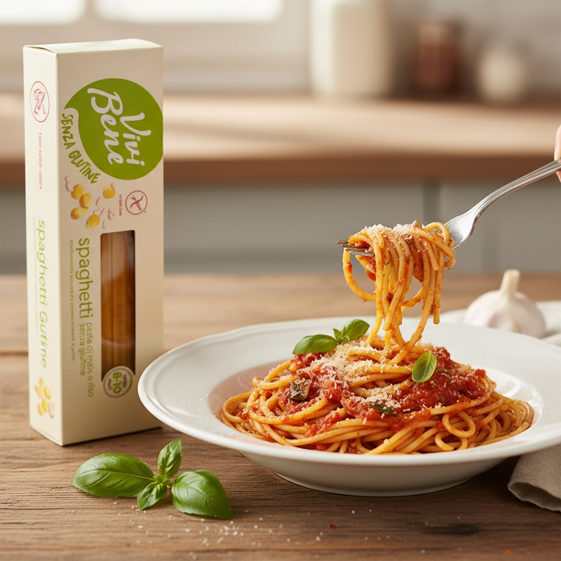Spaghetti Sans Gluten VIVI BENE - Maïs & Riz (400 g) - en situation d'usage