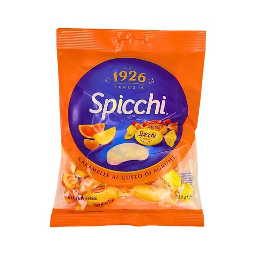 Vue avant du sachet de bonbons Spicchi Perugia au goût d'agrumes, format 175 g.
