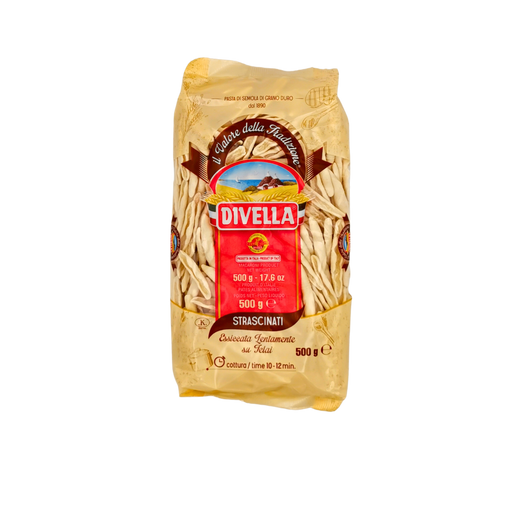 Paquet de pâtes Strascinati Divella 500g - Pâtes italiennes artisanales en semoule de blé dur, idéales pour des plats traditionnels.