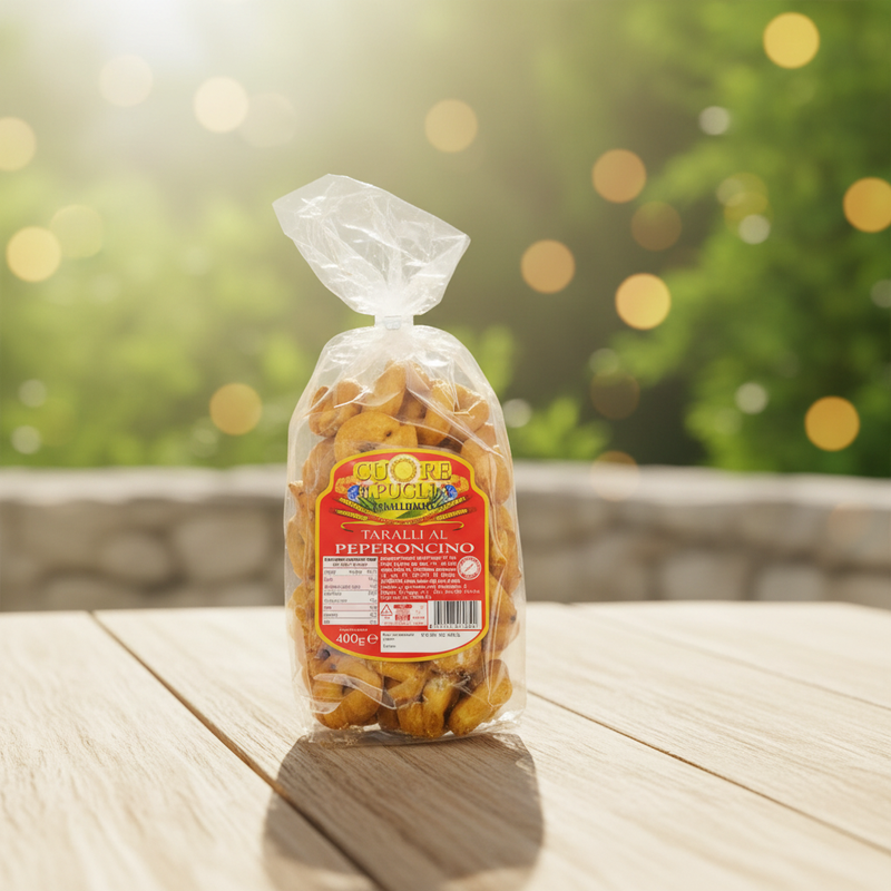 Taralli mit Chili Cuore di Puglia – Italienischer Salzkeks (400 g) 