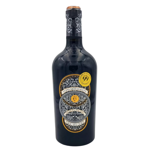 Bouteille de vin Lupo Meraviglio Tre Di Tre Puglia IGT 75cl, étiquette élégante et scellée.