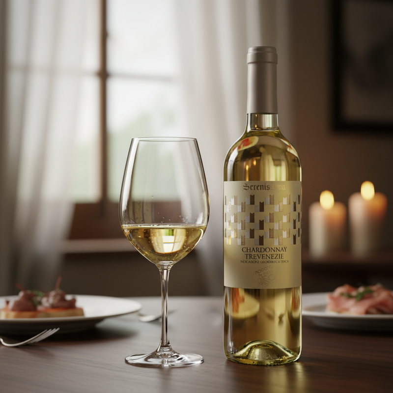 Chardonnay Trevenezie Serenissima - Vin Blanc Italien (75 cl) - en situation d'usage