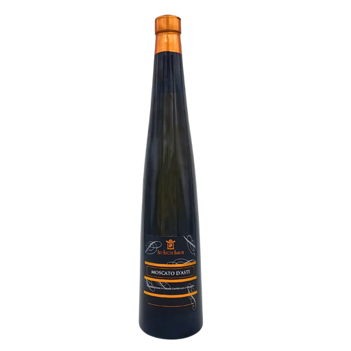 Bouteille de Moscato d'Asti Alte Rocche Bianche 75cl, vin blanc sucré pétillant du Piémont, Italie.
