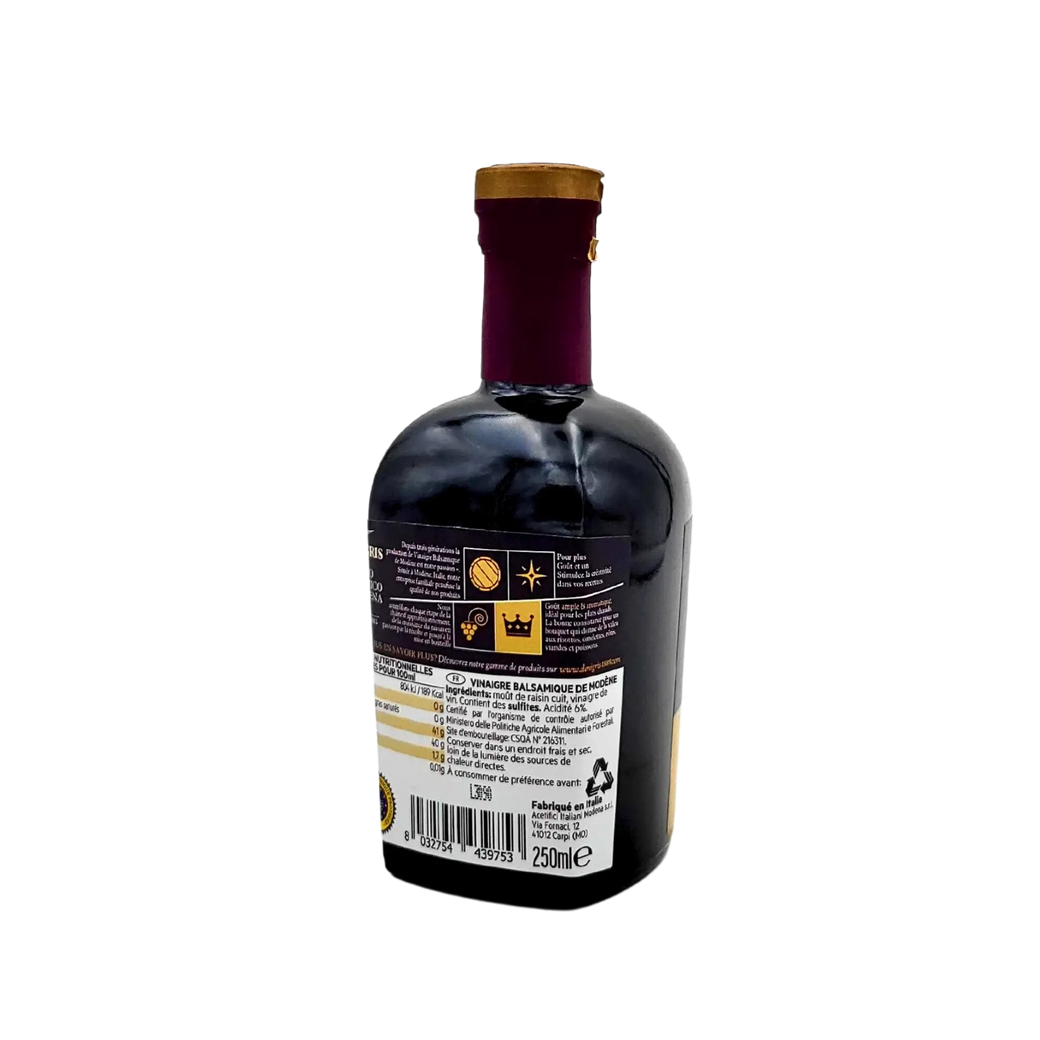 Zutaten des Balsamico-Essigs aus Modena IGP De Nigris 250ml – ohne zugesetztes Karamell, authentisches italienisches Produkt