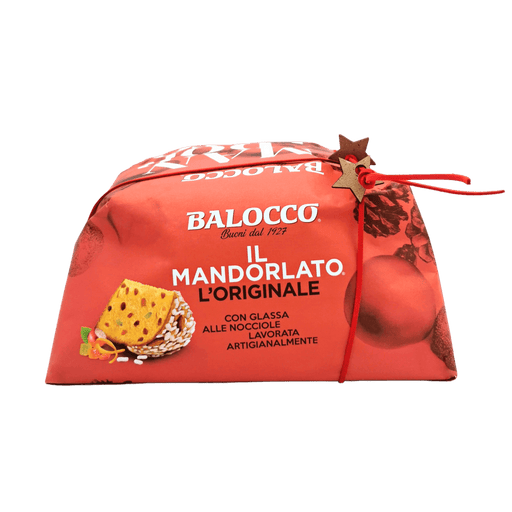 Panettone Balocco Original Italien aux amandes, spécialité festive italienne, 1 kg, glaçage croquant, emballage rouge
