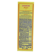 Lasagne aux oeufs Divella 500g - Instructions de cuisson et informations nutritionnelles - Pates italiennes pretes pour four