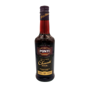 Face avant de la bouteille de vinaigre de vin Chianti D.O.C.G. 500ml de la marque Ponti, vieilli en fût de larice et de rouvre, goût rond et corsé.