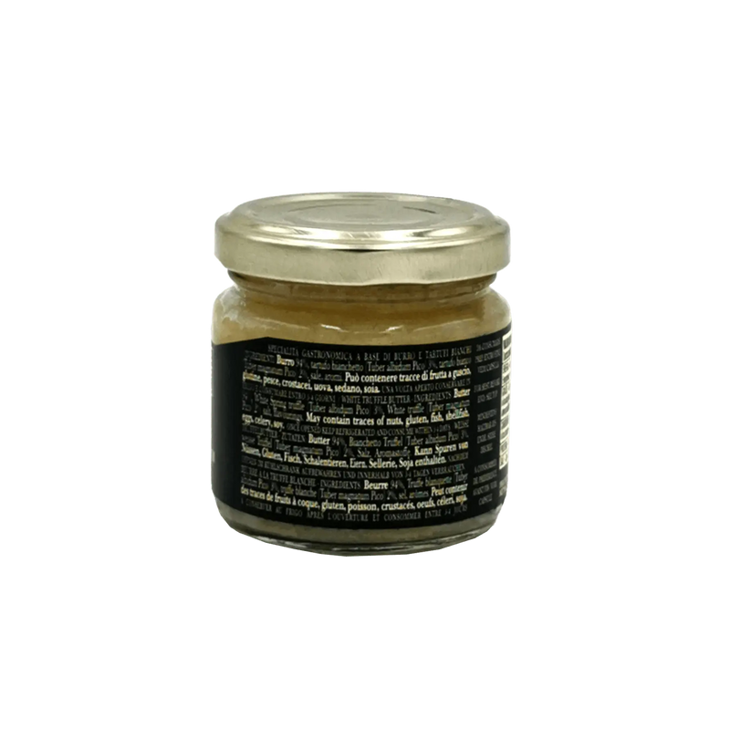 Ingrédients du beurre à la truffe blanche ElleEsse 80g : beurre, truffe blanche Tuber albidum, produit artisanal.