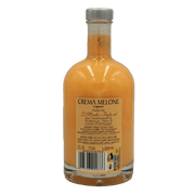 Bouteille de Crème de Meloncello - Liqueur à la Crème de Melon par Morelli, vue de dos avec détails de l'étiquette, 50 cl