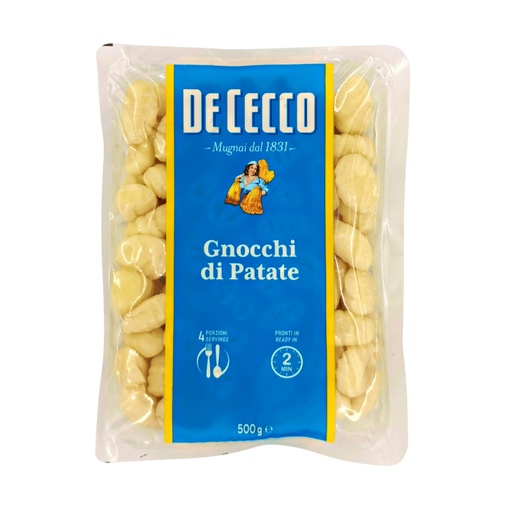 Paquet de gnocchi de pommes de terre De Cecco 500g avec emballage bleu et logo