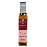 Huile d'olive extra vierge Olitalia aromatisée au piment - Bouteille de 250ml, face avant.