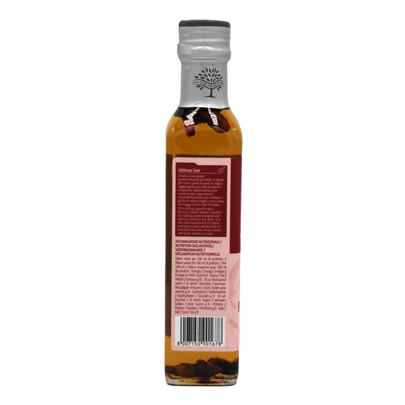 Valeurs nutritionnelles de l'huile d'olive extra vierge Olitalia au piment - Bouteille de 250ml.
