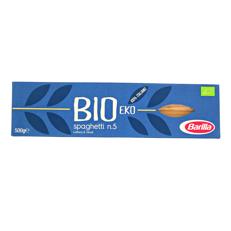 Paquet de spaghettis Bio Eko N°5 Barilla 500g - Pâtes biologiques italiennes en semoule de blé dur, certifiées agriculture biologique.